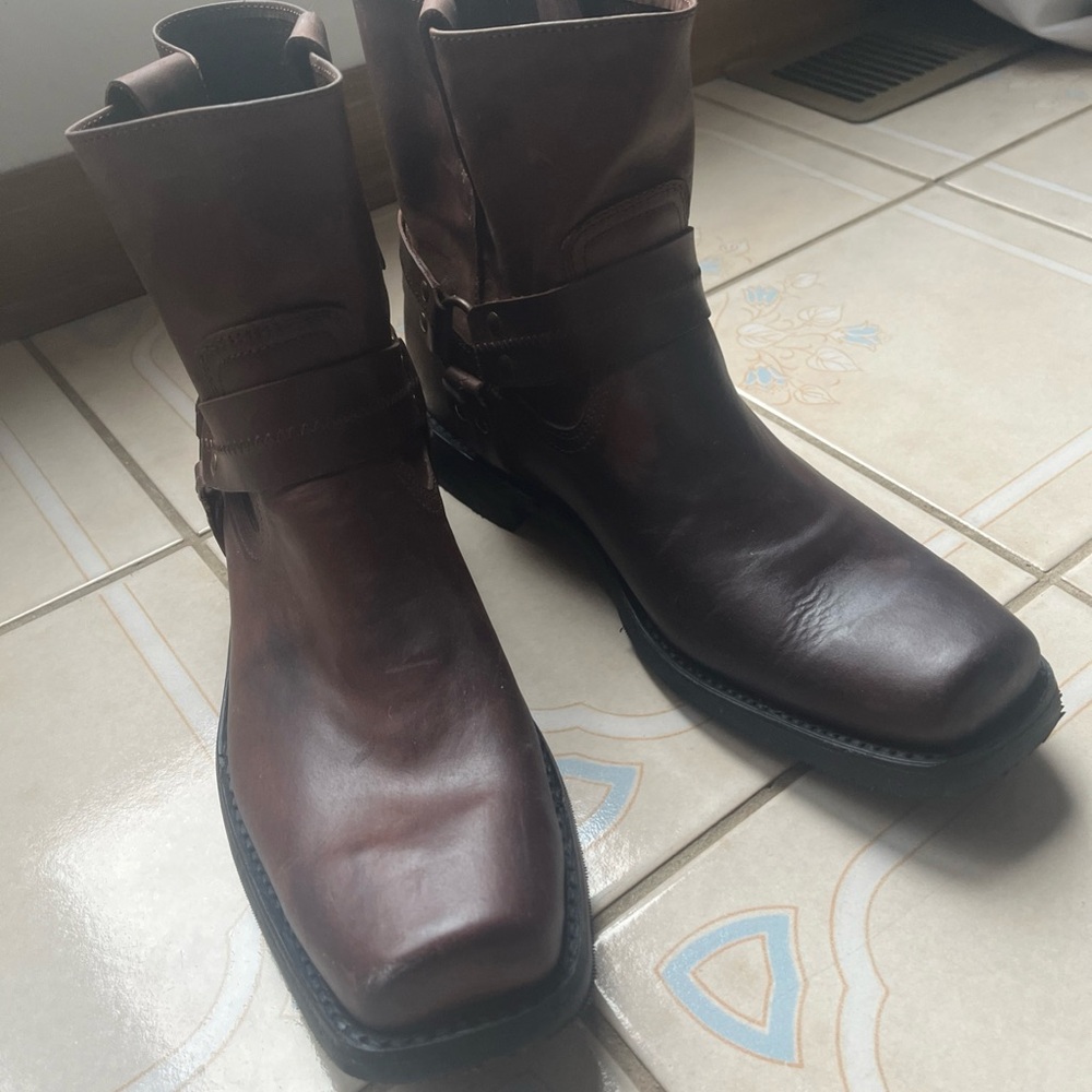 Bed Stu Dark Brown Men's Harness Motorcycle Leather Boots Size 11 Like New